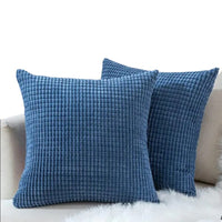 2Pcs Corduroy Throw Pillow Cover Sofa Lounge Cushion Cover Home Decor  Navy