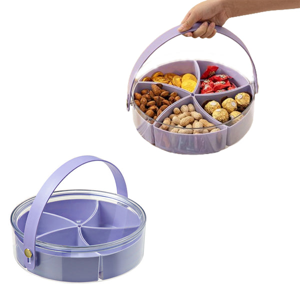 Divided Serving Tray with Lid Portable Snack Platters Charcuterie Container for Parties Picnic Purple