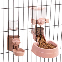 Automatic Food Water Dispenser Set Pet Feeder Bowl Set for Cage Pink