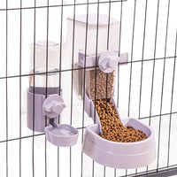 Automatic Food Water Dispenser Set Pet Feeder Bowl Set for Cage Purple