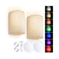 2Pcs Magnetic Wall Sconce Lights Dimmable Battery Operated Wall Mounted Lamps for Bedroom Living Room 13 Lighting Color