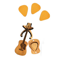 Wooden Guitar Pick with Guitar Shaped Box and Stand Mini Guitar Pick Holder