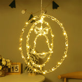 2Pcs Christmas Decorative Hanging Lights Battery Powered Round LED Decoration Style 2