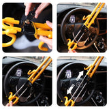 Antitheft Steering Wheel Lock Adjustable Car Security Lock with Keys for Vehicle Truck Yellow