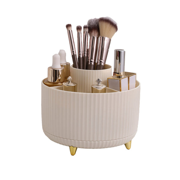 360 Degree Rotating Cosmetic Organizer Multi-Purpose Desk Organizer for Pencil Pen Art Supplies Makeup Brushes Beige