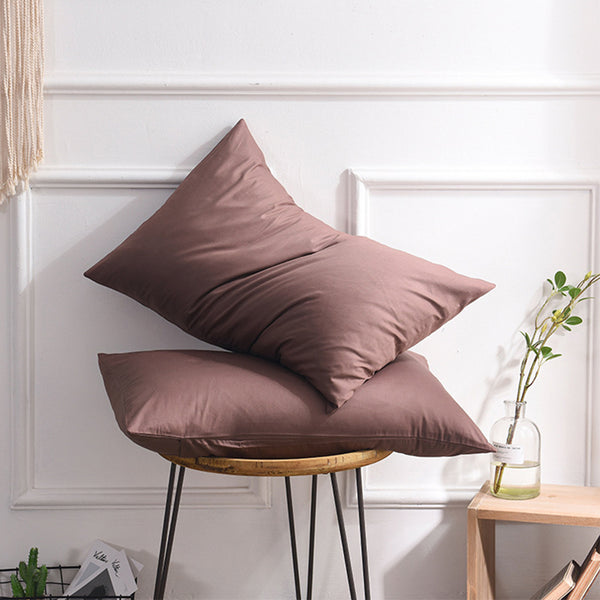 2Pcs 74x48cm Solid Color Pillowcase Cotton Pillow Covers Home Decor Coffee