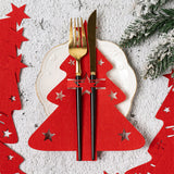 24Pcs Set Cutlery Bag Christmas Table Decoration Dinner Knife Fork Holder Tableware Organizer Red