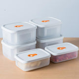 2Pcs Set Stackable Food Storage Drain Containers with Lids and Ventilation Holes