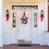 2Pcs Christmas Wreath Door Decoration LED Snowman Shape Wreath with Hat and Bow Home Christmas Decor