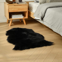 Faux Fur Shaggy Area Rug Floor Mat Living Room Mat Bedroom Home Decor Black