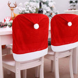 6Pcs Christmas Chair Cover Red Santa Claus Hat Dining Chair Cover Christmas Party Decoration