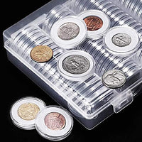 100Pcs Clear Plastic Coin Round Capsules with Storage Organizer and Foam Gasket for Coin Collection