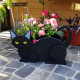 Cat Planter Plant Pots Herb Garden Flower Planter Garden Home Decor Black