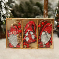 9Pcs Christmas Tree Decorations Gnomes Wooden Pendants Ornaments Style 3