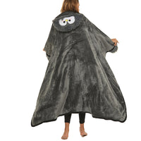 Wearable Animal Style Hooded Blanket Warm Cozy Plush Hoodie Throw Cloak Wrap for Adults Gray