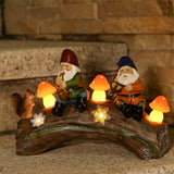 Solar Gnome Statues Light Resin Mushroom Light Garden Yard Ornament Decor