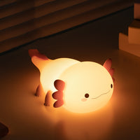 Cute Axolotl Night Light Silicone Touch Control Night Lamp Rechargeable Bedside Lamp