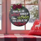 Wooden Christmas Welcome Sign Hanging Wreath Door Sign Xmas Holiday Decor Black