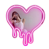 Melting Heart LED Neon Mirror Wall Decor USB Powered Dimmable Neon Light