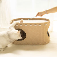 Cat Cave Beds Scratch Resistant Pet Cat House Foldable Cat Tunnel Toy Camel