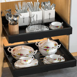 Expandable Pull Out Cabinet Organizer Sliding Drawers for Kitchen Bathroom Cabinet Black