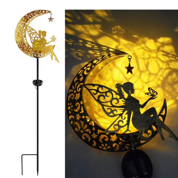 Solar Garden Fairy Statue Light Outdoor Stake Decorative Light for Patio Lawn Yard