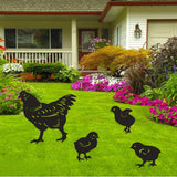 4Pcs Set Metal Chicken Decorative Garden Stakes Chicken Family Silhouette Stake Outdoor Garden Decor