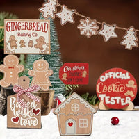 12Pcs Wooden Gingerbread Man Ornaments Christmas Tree Hanging Pendants Xmas Party Decor