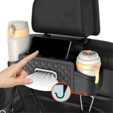 Car Back Seat Organizer with 2 Drink Cup Holder Multi-functional Storage Organizer Black