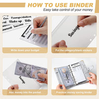 Budget Binder Cash Envelope Planner Organizer with Budget Money Envelopes Grey