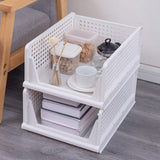 Stackable Closet Storage Basket Foldable Closet Space-Saving Organizer for Bathroom Kitchen