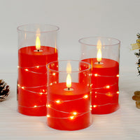 3Pcs LED Candles Battery Operated Fake Candles for Romantic Ambiance Home Decoration Red