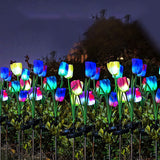 4Pcs Solar Tulips Flower Light Garden Patio Yard Decorative Stake Light Holiday Party Decor