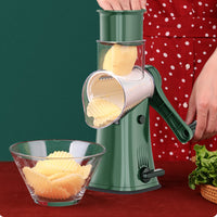 5-in-1Rotary Vegetable Chopper with Handle Hand Crank  Fruit Shredder Kitchen Gadget Green