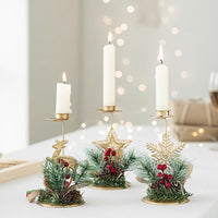 3Pcs Christmas Candlestick Tea Lights Metal Candle Holder Xmas Tabletop Decoration