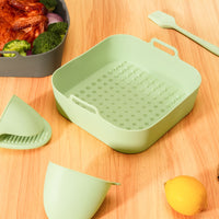 Air Fryer Silicone Liners Reusable Square Fryer Basket Oven Baking Tray with Pair of Gloves