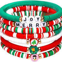 6Pcs Christmas Bracelets Elastic Cute Letter Bracelet Hand Decoration Red