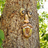 Tree Face Outdoor Statues Old Man Tree Hugger Bark Ghost Face Decoration Funny Yard Art Style D