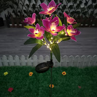 Solar 7-Head Orchid Lights Outdoor Garden Decorative Light Purple