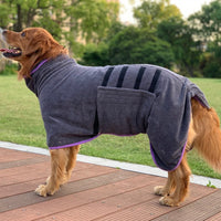 Dog Bathrobe Towel Dog Drying Coat Fast Drying Absorbent Pet Dog Bath Robe Grey