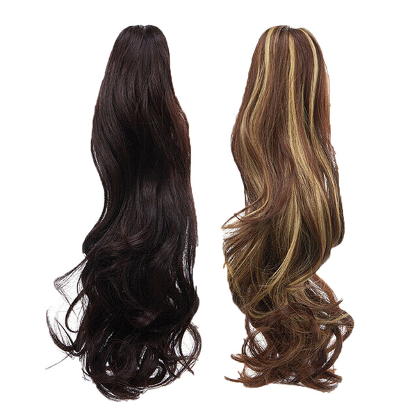 2Pcs 40cm Natural Claw Clip-In Style Hair Extensions Thick Curly Ponytail Long Pony Tail Style 2