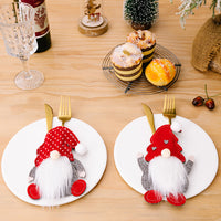 3Pcs Christmas Gnome Tableware Holder Cutlery Bags Set Xmas Party Decor