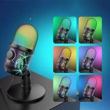 USB Gaming Microphone with RGB Lights Plug and Play Mic for Recording Live Streaming