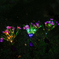 2Pcs Set Solar Flower Lights Garden LED Decorative Stake Light Outdoor Yard Patio Decor Purple