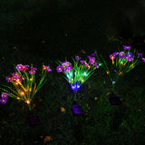 2Pcs Set Solar Flower Lights Garden LED Decorative Stake Light Outdoor Yard Patio Decor Purple