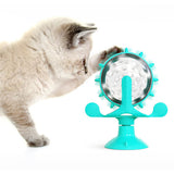 Interactive Pet Treats Dispenser Toy 360 Degrees Rotating Windmill Toy Slow Dog Cat Feeder Blue