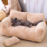 Pet Couch Bed Fluffy Sofa for Medium Small Dogs Cats Coffee