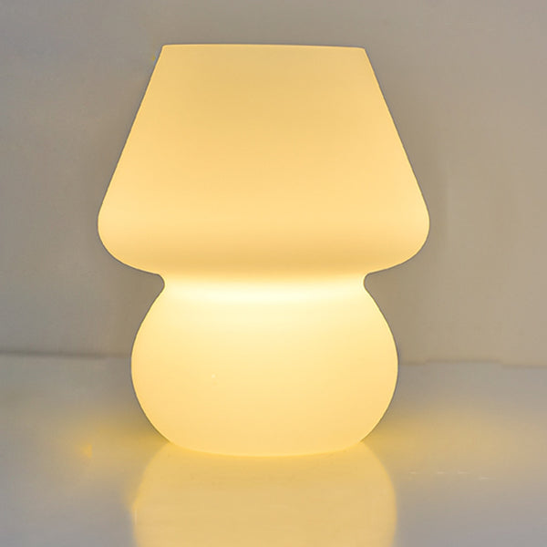 Mushroom Glass Table Lamp Bedside Night Light Desk Lamp Frosted White