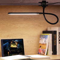 Adjustable Clip On Desk Lamp Book Light Reading Light with 3 Colors 10 Brightness Black