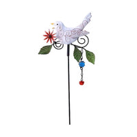 Metal Decorative Birds Stakes Patio Ornaments Garden Yard Lawn Art Decor White